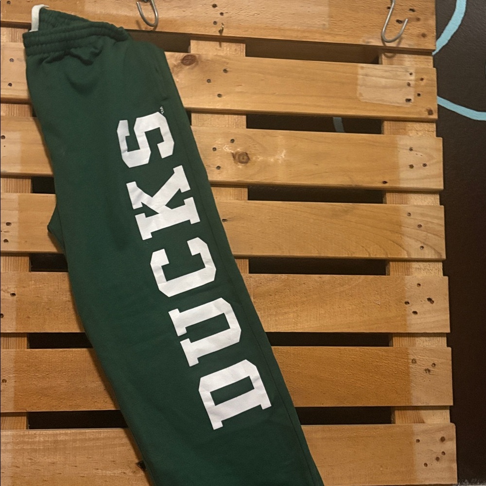 Green Sweatpants with White Print